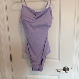 Aqua Rose Purple Textured One-Piece Swimsuit Adjustable Straps XL